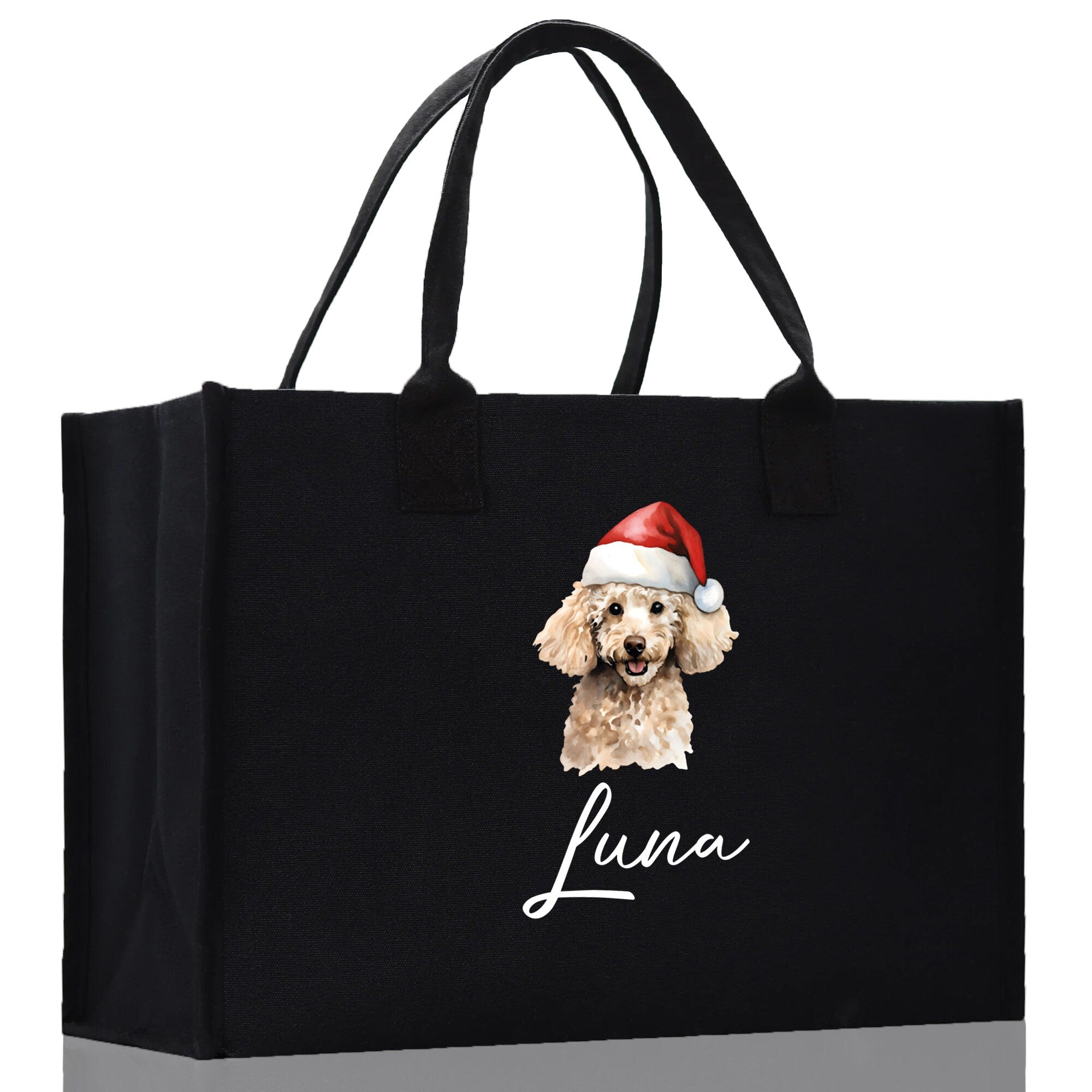 Poodle Dog Name Custom Cotton Canvas Tote Bag Custom Pet Lover Gift Pet Portrait Bag Personalized Pet Owner Gift Tote Bag - Aaria Tees Aaria Tees