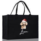 Poodle Dog Name Custom Cotton Canvas Tote Bag Custom Pet Lover Gift Pet Portrait Bag Personalized Pet Owner Gift Tote Bag - Aaria Tees Aaria Tees