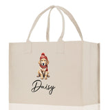 Baby Golden Retriever Custom Name Custom Cotton Canvas Tote Bag Custom Pet Lover Gift Pet Portrait Bag Personalized Pet Owner Gift Tote Bag - Aaria Tees Aaria Tees