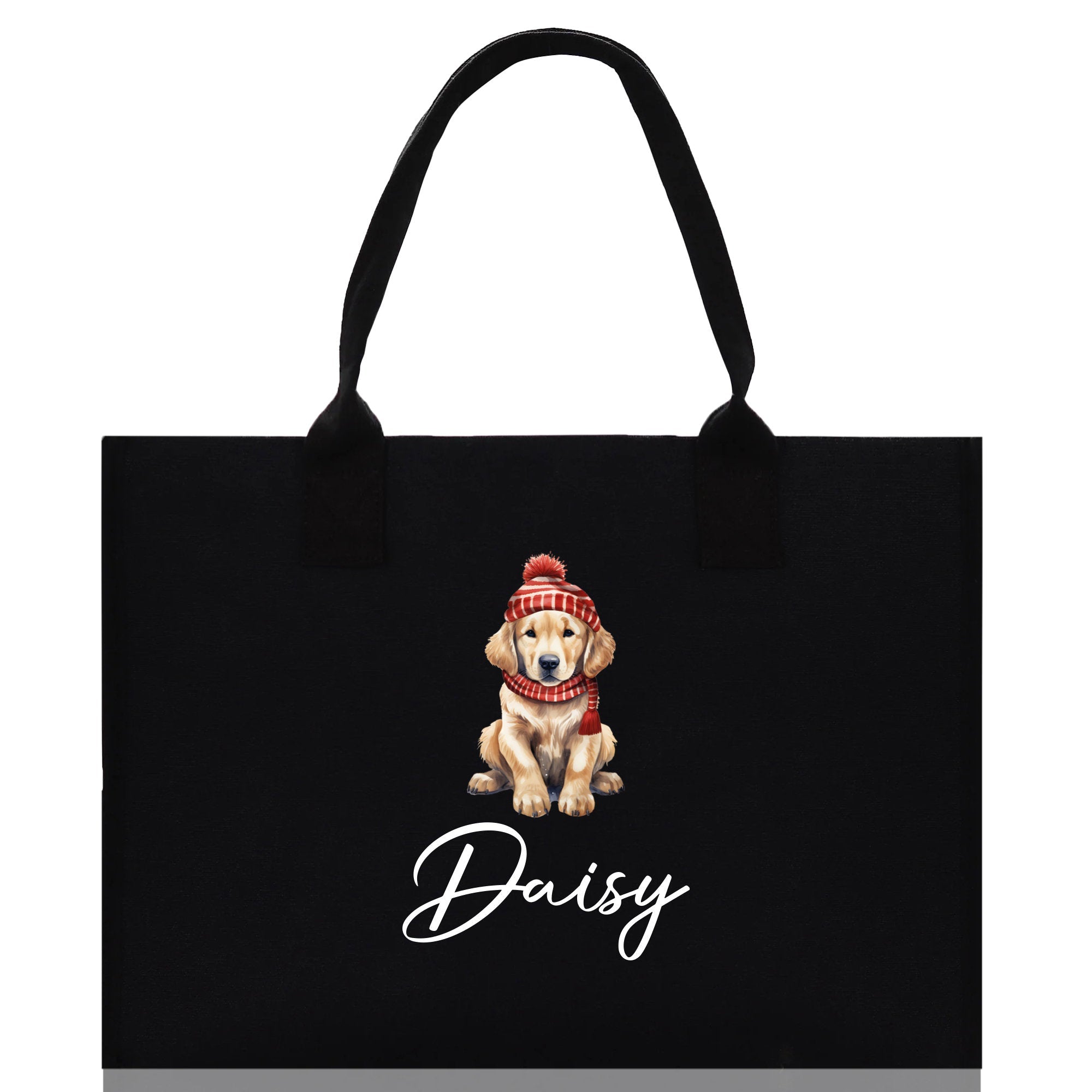 Baby Golden Retriever Custom Name Custom Cotton Canvas Tote Bag Custom Pet Lover Gift Pet Portrait Bag Personalized Pet Owner Gift Tote Bag - Aaria Tees Aaria Tees