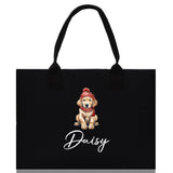 Baby Golden Retriever Custom Name Custom Cotton Canvas Tote Bag Custom Pet Lover Gift Pet Portrait Bag Personalized Pet Owner Gift Tote Bag - Aaria Tees Aaria Tees