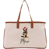 German Shepherd Custom Dog Name Cotton Canvas Tote Bag Custom Pet Lover Gift Pet Portrait Bag Personalized Pet Owner Gift Tote Bag - Aaria Tees Aaria Tees