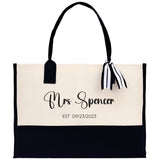 Mrs. Last Name Est Year Tote Bag Personalized Date Wedding Tote Bridal Shower Gift Honeymoon Gift Customized Wedding Gift Bridesmaid Gift - Aaria Tees Aaria Tees