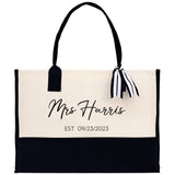 Mrs. Last Name Est Year Tote Bag Personalized Date Wedding Tote Bridal Shower Gift Honeymoon Gift Customized Wedding Gift Bridesmaid Gift - Aaria Tees Aaria Tees