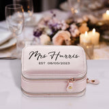 Mrs. Last Name Est Year Jewelry Box Personalized Date Wedding Jewelry Case Bridal Shower Gift Honeymoon Gift Customized Gift Bridesmaid Gift - Aaria Tees Aaria Tees