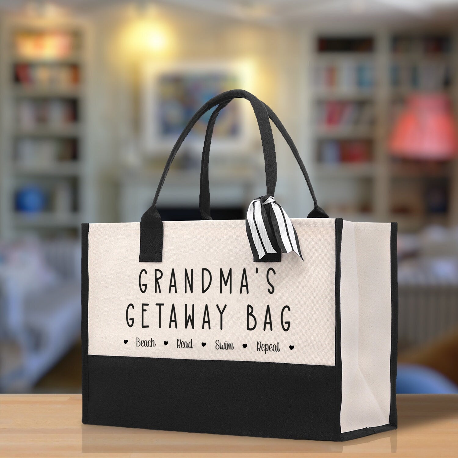 Grandma's Getaway Bag Beach Read Swim Repeat Cotton Canvas Tote Bag Nana Bag Grandma Gift Bag Shopping Bag Mothers Day Gift - Aaria Tees Aaria Tees