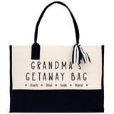 Grandma's Getaway Bag Beach Read Swim Repeat Cotton Canvas Tote Bag Nana Bag Grandma Gift Bag Shopping Bag Mothers Day Gift - Aaria Tees Aaria Tees