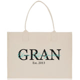 Mom Aunt Gran Oma Mama Custom Kids Names and Date Cotton Canvas Tote Bag Personalized Name and Date Tote Bag - Aaria Tees Aaria Tees