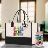 Personalized Teacher Cotton Canvas Tote Bag Gift for Teachers Teacher Life Tote Custom Teacher Appreciation Gift Bag Teacher Name Bag - Aaria Tees Aaria Tees