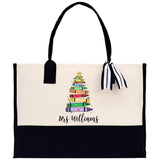 Personalized Teacher Cotton Canvas Tote Bag Gift for Teachers Teacher Life Tote Custom Teacher Appreciation Gift Bag Teacher Name Bag - Aaria Tees Aaria Tees