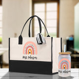Personalized Teacher Cotton Canvas Tote Bag Gift for Teachers Teacher Life Tote Custom Teacher Appreciation Gift Bag Teacher Name Bag - Aaria Tees Aaria Tees