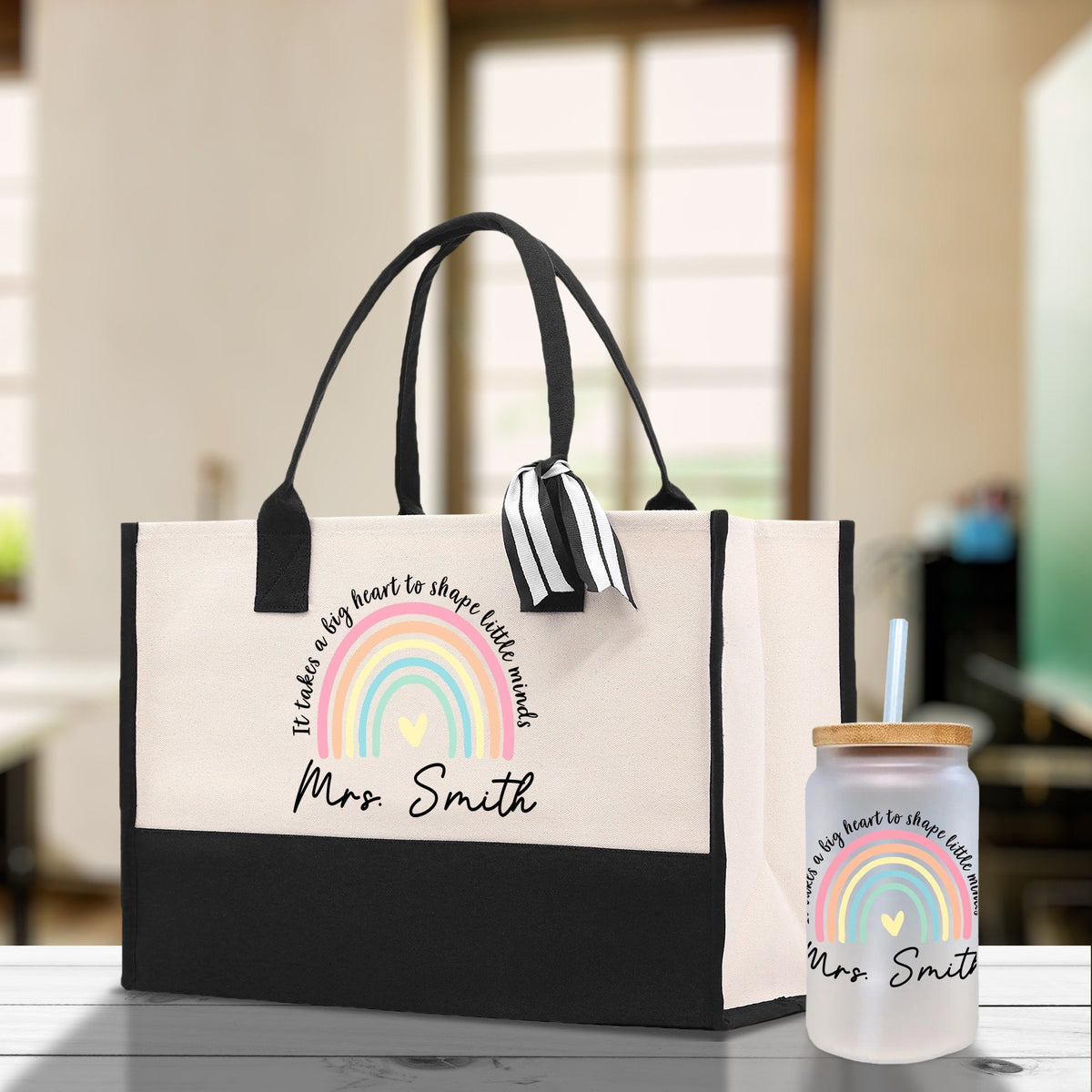 Personalized Teacher Cotton Canvas Tote Bag Gift for Teachers Teacher Life Tote Custom Teacher Appreciation Gift Bag Teacher Name Bag - Aaria Tees