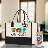 Personalized Teacher Cotton Canvas Tote Bag Gift for Teachers Teacher Life Tote Custom Teacher Appreciation Gift Bag Teacher Name Bag - Aaria Tees Aaria Tees
