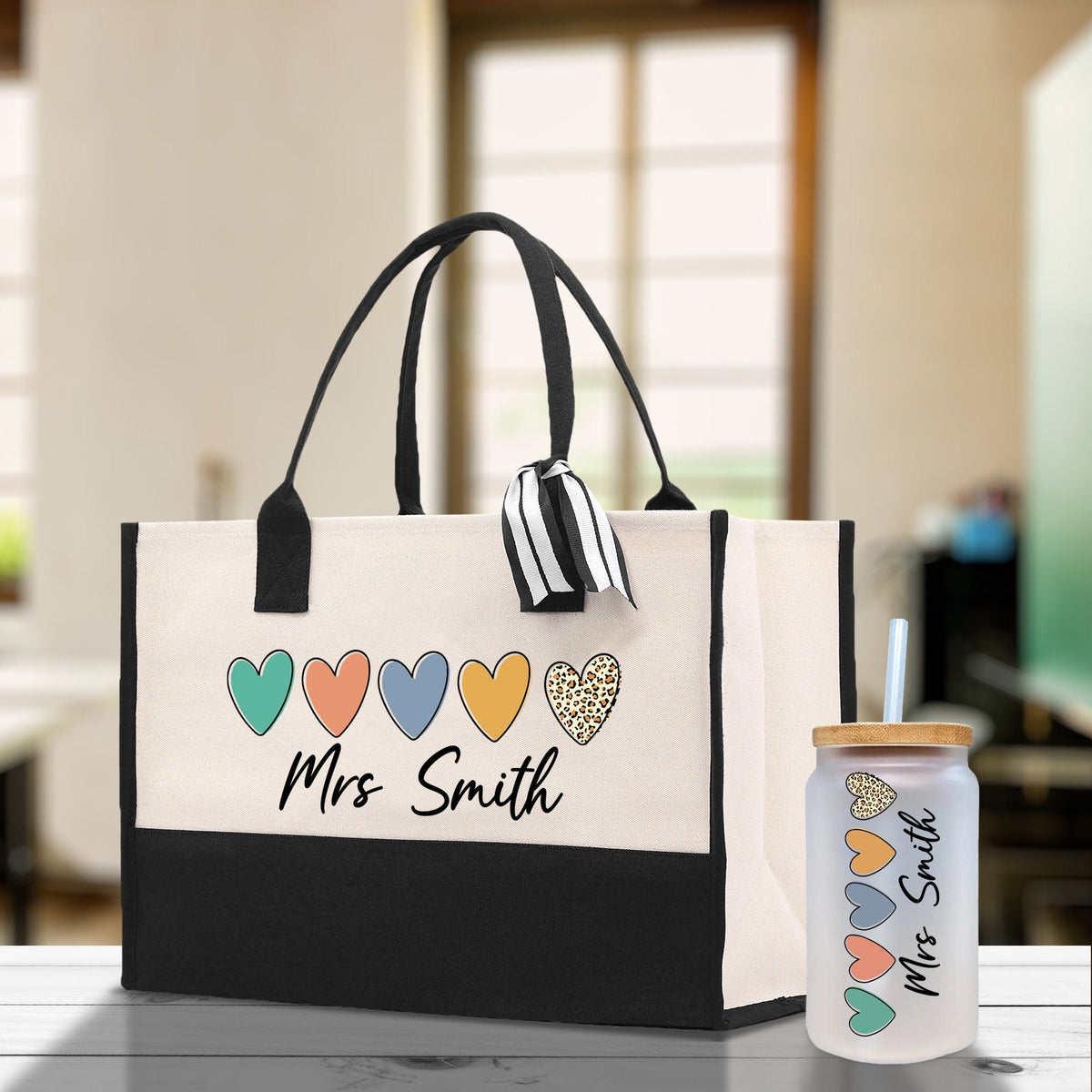 Personalized Teacher Cotton Canvas Tote Bag Gift for Teachers Teacher Life Tote Custom Teacher Appreciation Gift Bag Teacher Name Bag - Aaria Tees