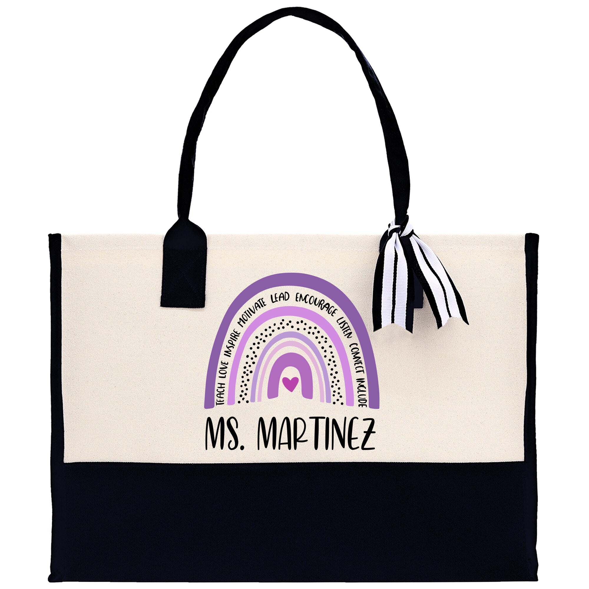 Personalized Teacher Cotton Canvas Tote Bag Gift for Teachers Teacher Life Tote Custom Teacher Appreciation Gift Bag Teacher Name Bag - Aaria Tees Aaria Tees