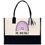 Personalized Teacher Cotton Canvas Tote Bag Gift for Teachers Teacher Life Tote Custom Teacher Appreciation Gift Bag Teacher Name Bag - Aaria Tees Aaria Tees