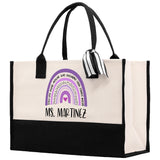 Personalized Teacher Cotton Canvas Tote Bag Gift for Teachers Teacher Life Tote Custom Teacher Appreciation Gift Bag Teacher Name Bag - Aaria Tees Aaria Tees
