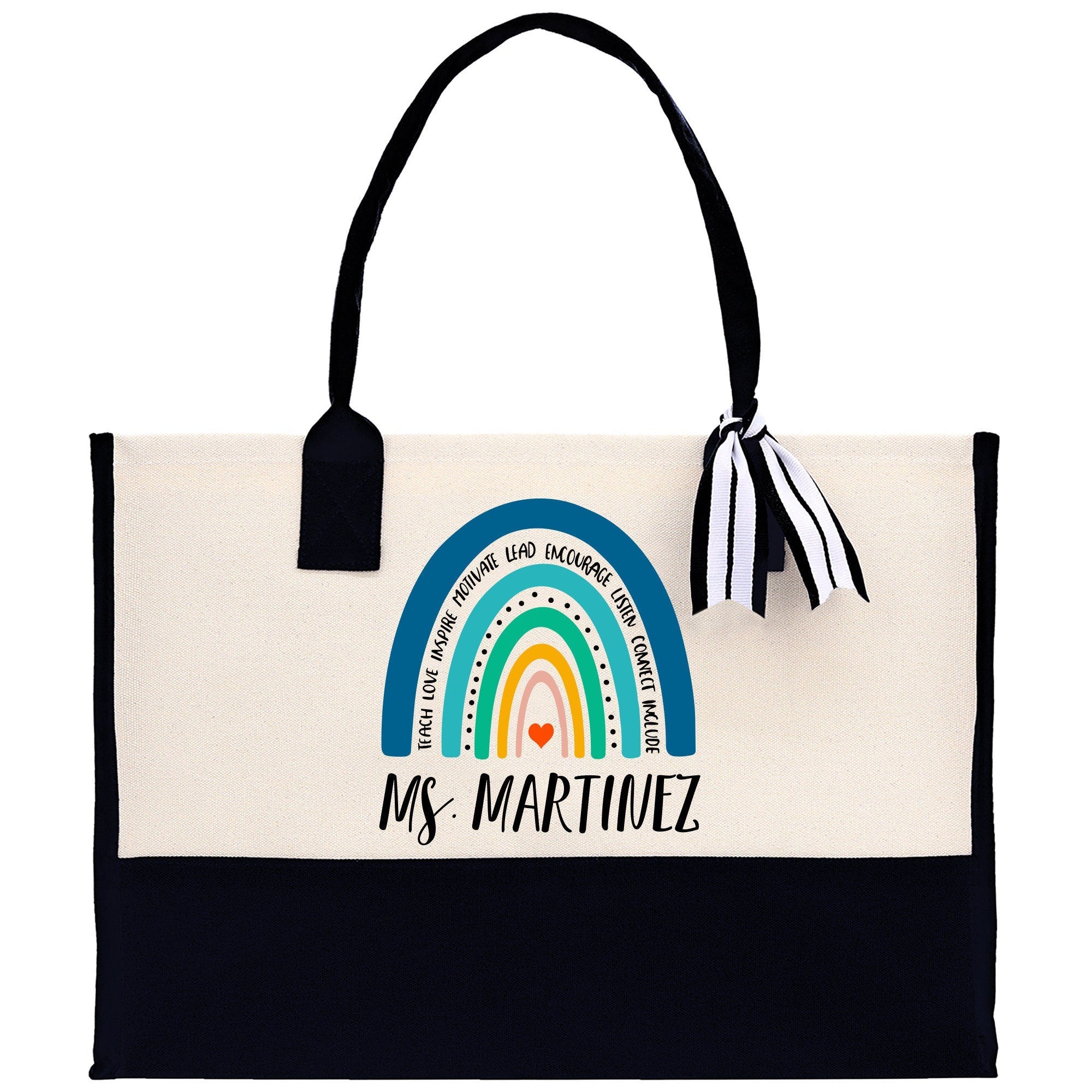 Personalized Teacher Cotton Canvas Tote Bag Gift for Teachers Teacher Life Tote Custom Teacher Appreciation Gift Bag Teacher Name Bag - Aaria Tees Aaria Tees