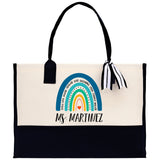 Personalized Teacher Cotton Canvas Tote Bag Gift for Teachers Teacher Life Tote Custom Teacher Appreciation Gift Bag Teacher Name Bag - Aaria Tees Aaria Tees