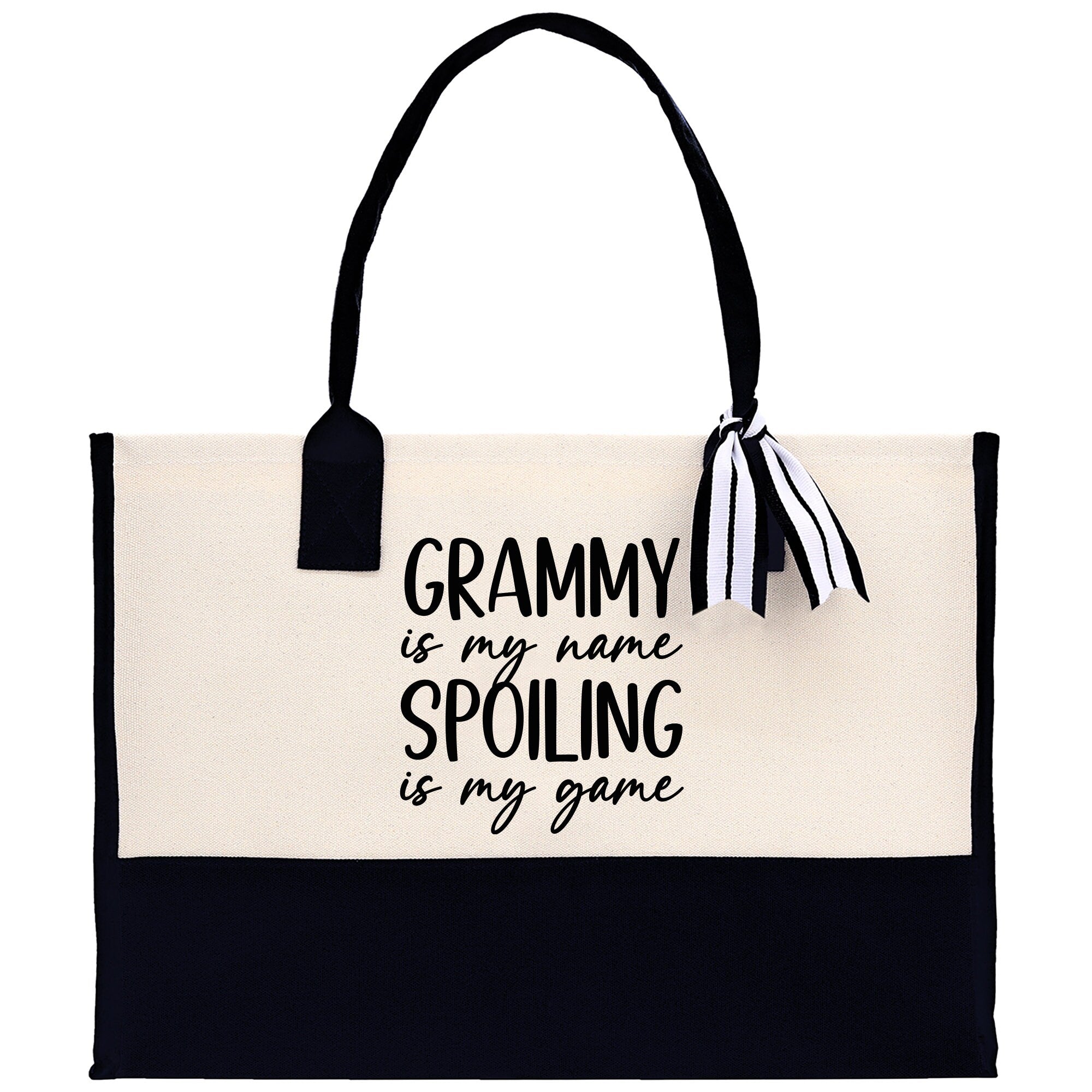 Grammy is My Name Spoiling is My Game Cotton Canvas Tote Bag Grandma Tote Bag Grandma Nana Bag Shopping Bag Mothers Day Gift - Aaria Tees Aaria Tees