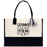 Grammy is My Name Spoiling is My Game Cotton Canvas Tote Bag Grandma Tote Bag Grandma Nana Bag Shopping Bag Mothers Day Gift - Aaria Tees Aaria Tees