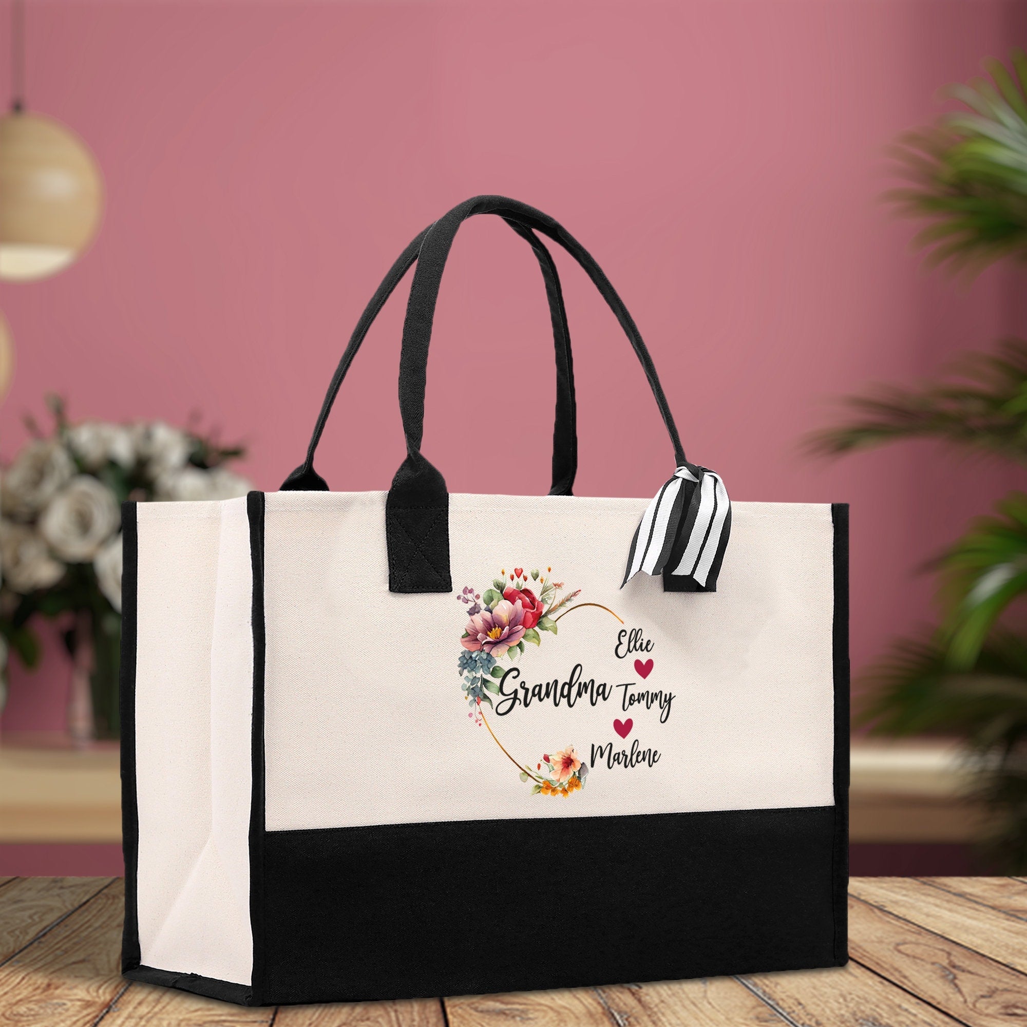 Grandma and Grandkids Names Cotton Canvas Tote Bag Grandma Tote Bag Grandma Nana Bag Grandma Gift Bag Shopping Bag Mothers Day Gift - Aaria Tees Aaria Tees