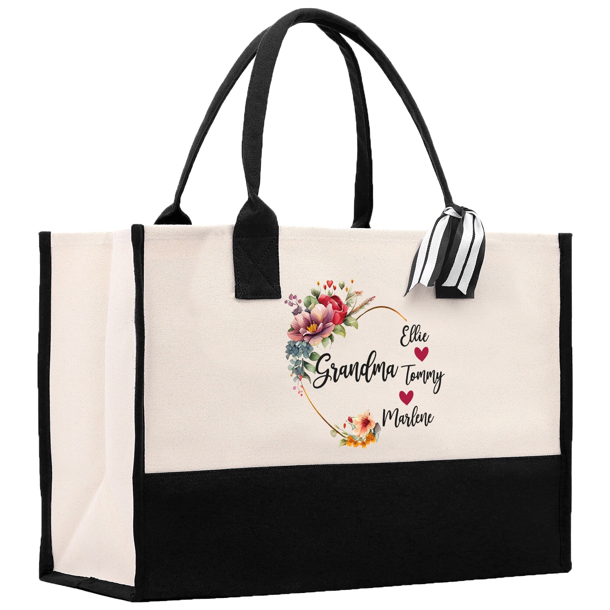 Grandma and Grandkids Names Cotton Canvas Tote Bag Grandma Tote Bag Grandma Nana Bag Grandma Gift Bag Shopping Bag Mothers Day Gift - Aaria Tees Aaria Tees
