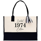 Custom Limited Edition Birthday 1973 Cotton Canvas Tote Bag 50th Birthday Gift For Women Personalized 50th Birthday Celebration Party Gift - Aaria Tees Aaria Tees