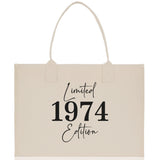 Custom Limited Edition Birthday 1973 Cotton Canvas Tote Bag 50th Birthday Gift For Women Personalized 50th Birthday Celebration Party Gift - Aaria Tees Aaria Tees