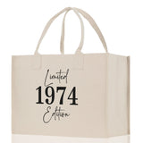 Custom Limited Edition Birthday 1973 Cotton Canvas Tote Bag 50th Birthday Gift For Women Personalized 50th Birthday Celebration Party Gift - Aaria Tees Aaria Tees