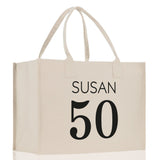 Custom Limited Edition Birthday 1973 Cotton Canvas Tote Bag 50th Birthday Gift For Women Personalized 50th Birthday Celebration Party Gift - Aaria Tees Aaria Tees