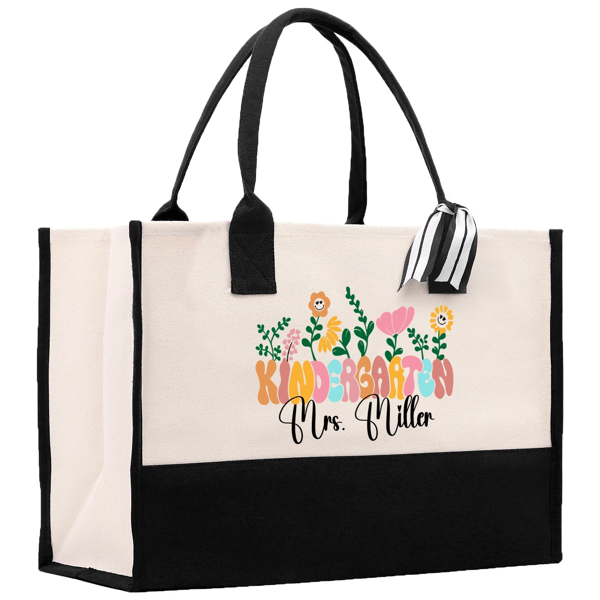 Teacher Floral Tote Bag Teacher Wildflower Graphic Tote Teacher Life Tote Bag Teacher Flower Bag Gift for Teacher Wildflower Book Bag - Aaria Tees Aaria Tees