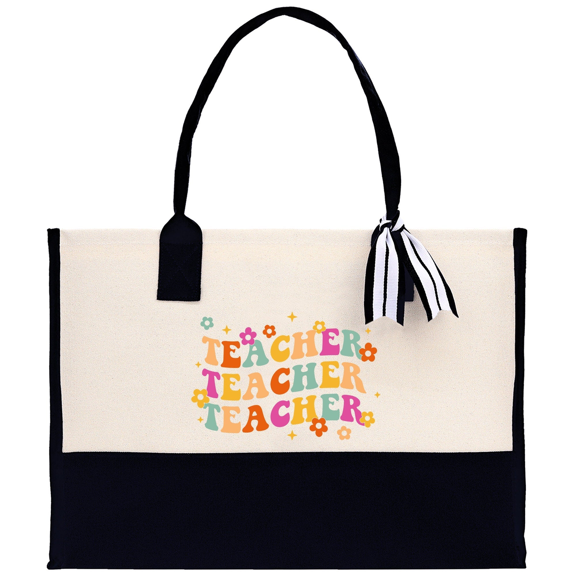 Teacher Floral Tote Bag Teacher Wildflower Graphic Tote Teacher Life Tote Bag Teacher Flower Bag Gift for Teacher Wildflower Book Bag - Aaria Tees Aaria Tees