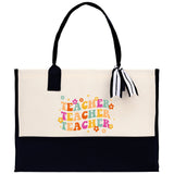 Teacher Floral Tote Bag Teacher Wildflower Graphic Tote Teacher Life Tote Bag Teacher Flower Bag Gift for Teacher Wildflower Book Bag - Aaria Tees Aaria Tees