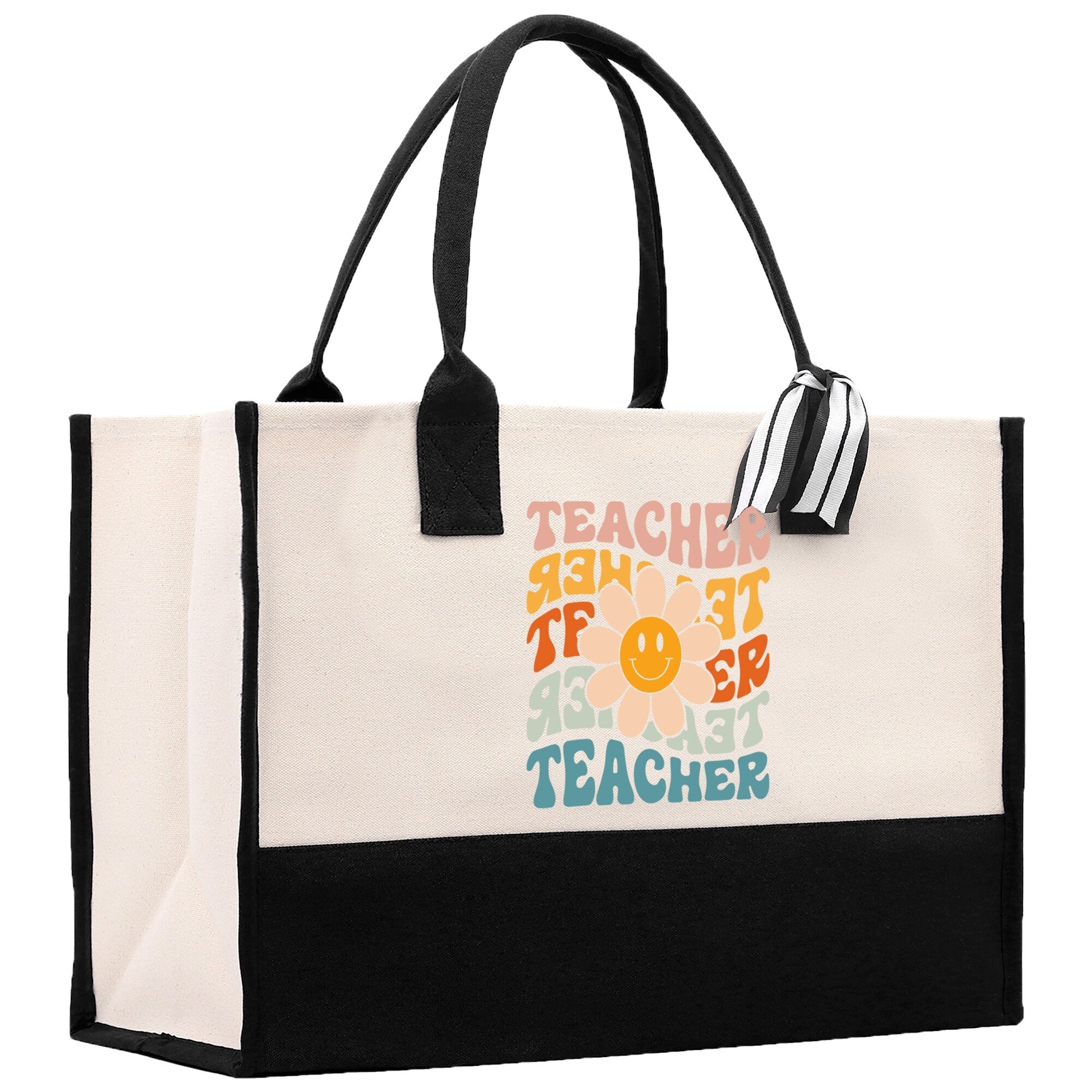 Teacher Floral Tote Bag Teacher Wildflower Graphic Tote Teacher Life Tote Bag Teacher Flower Bag Gift for Teacher Wildflower Book Bag - Aaria Tees Aaria Tees
