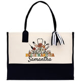 Floral Nurse Manager Name Custom Cotton Canvas Tote Bag Personalized Tote Bag Nurse Gift Registered Nurse Tote RN Tote RN Gift - Aaria Tees Aaria Tees