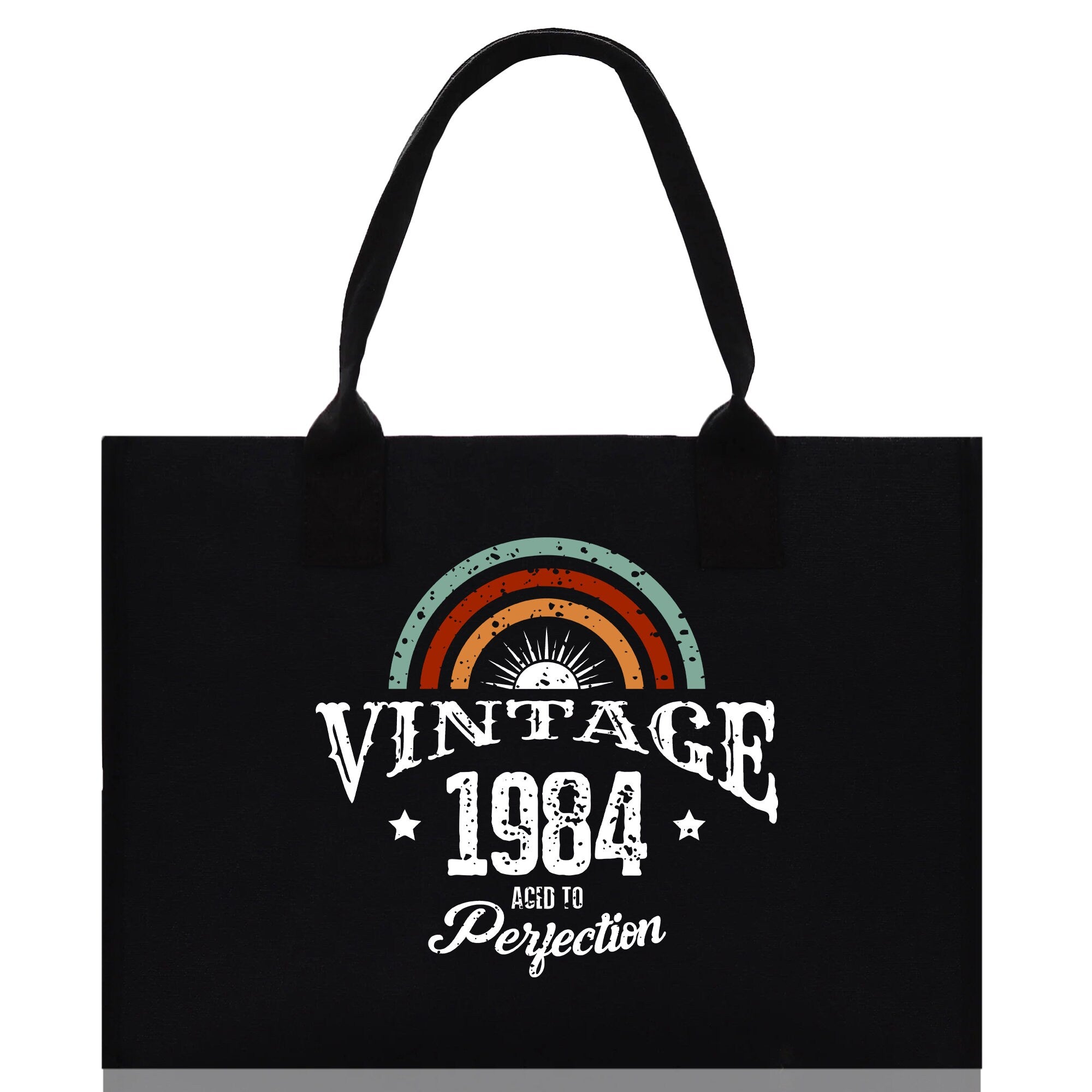 Vintage 1984 Aged To Perfection 40 Age Birthday Cotton Canvas Tote Bag 60th Birthday Gift For Women 40th Birthday Celebration Party Gift - Aaria Tees Aaria Tees