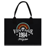 Vintage 1984 Aged To Perfection 40 Age Birthday Cotton Canvas Tote Bag 60th Birthday Gift For Women 40th Birthday Celebration Party Gift - Aaria Tees Aaria Tees