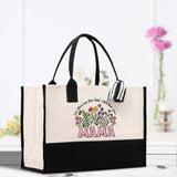 Floral Love Them Raise Them Kind Watch Them Grow Mama Cotton Canvas Tote Bag Mom Gift Mom Shopping Bag Best Mom Ever Bag Boy Girl Mama Tote - Aaria Tees Aaria Tees