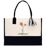 Floral Wildflower Cotton Canvas Tote Bag Mom Gift Mom Bag Mom Shopping Bag New Mom Gift Best Mom Ever Bag Boy Girl Mama Tote - Aaria Tees Aaria Tees