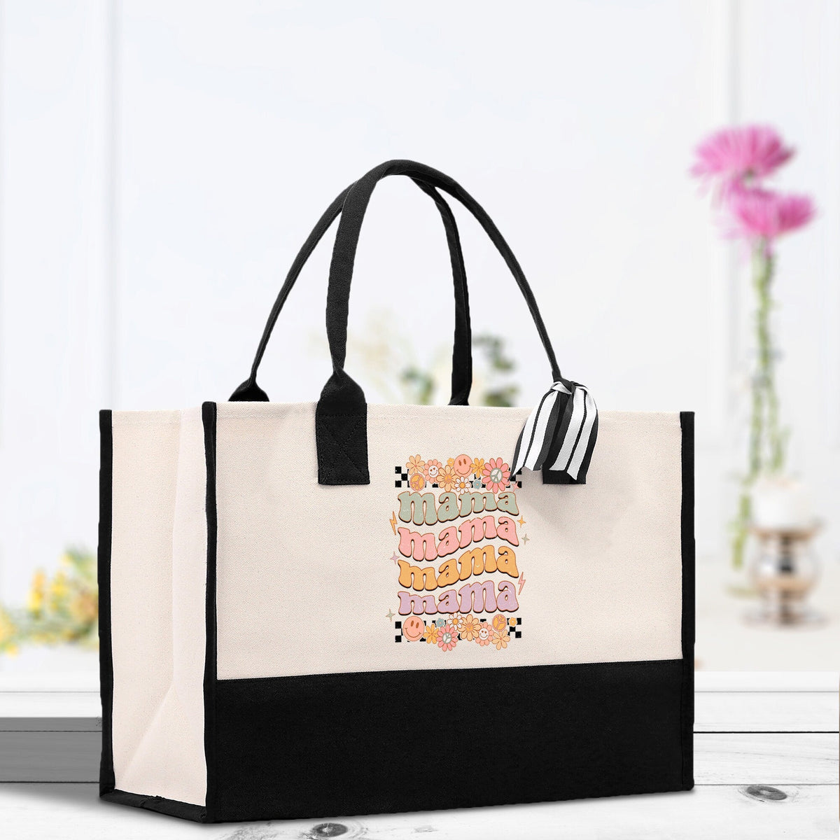 Retro Colorful Mama Mama Mama Cotton Canvas Tote Bag Mom Gift Mom Bag Mom Shopping Bag New Mom  Gift Best Mom Ever Bag Boy Girl Mama Tote - Aaria Tees