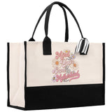 Retro Colorful Floral Mind Your Own Motherhood Cotton Canvas Tote Bag Mom Gift Mom Bag Mom Shopping Bag New Mom Gift Boy Girl Mama Tote - Aaria Tees Aaria Tees