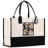 Custom Family Photo Collage and Initial Cotton Canvas Tote Bag Personalized Photo Tote Parent Gift Mothers Day Gift Picture Image Tote - Aaria Tees Aaria Tees