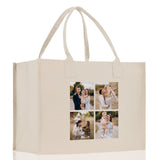 Custom Family Photo Collage and Initial Cotton Canvas Tote Bag Personalized Photo Tote Parent Gift Mothers Day Gift Picture Image Tote - Aaria Tees Aaria Tees