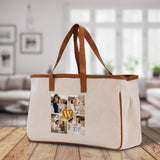 Custom Family Photo Collage and Initial Cotton Canvas Tote Bag Personalized Photo Tote Parent Gift Mothers Day Gift Picture Image Tote - Aaria Tees Aaria Tees