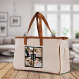 Custom Family Photo Collage and Initial Cotton Canvas Tote Bag Personalized Photo Tote Parent Gift Mothers Day Gift Picture Image Tote - Aaria Tees Aaria Tees