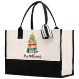 Personalized Teacher Cotton Canvas Tote Bag Gift for Teachers Teacher Life Tote Custom Teacher Appreciation Gift Bag Teacher Name Bag - Aaria Tees Aaria Tees