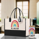 Personalized Teacher Cotton Canvas Tote Bag Gift for Teachers Teacher Life Tote Custom Teacher Appreciation Gift Bag Teacher Name Bag - Aaria Tees Aaria Tees