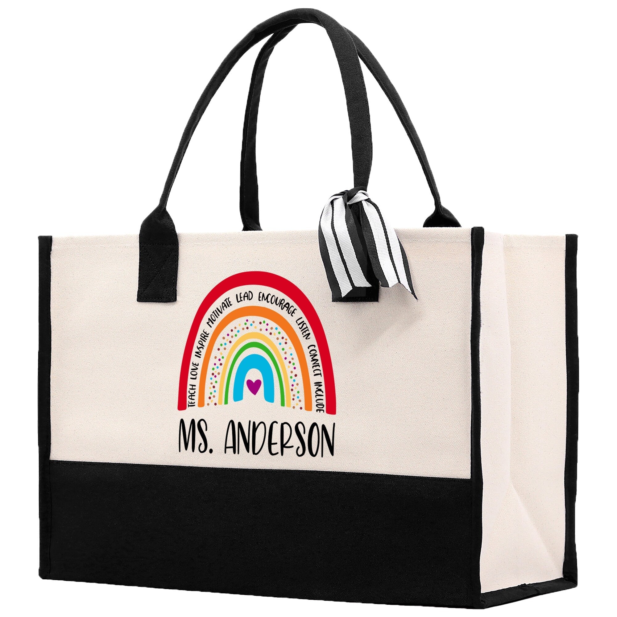 Personalized Teacher Cotton Canvas Tote Bag Gift for Teachers Teacher Life Tote Custom Teacher Appreciation Gift Bag Teacher Name Bag - Aaria Tees Aaria Tees