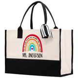 Personalized Teacher Cotton Canvas Tote Bag Gift for Teachers Teacher Life Tote Custom Teacher Appreciation Gift Bag Teacher Name Bag - Aaria Tees Aaria Tees
